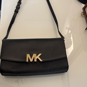 Michael Kors Black Crossbody Bag with Gold Logo